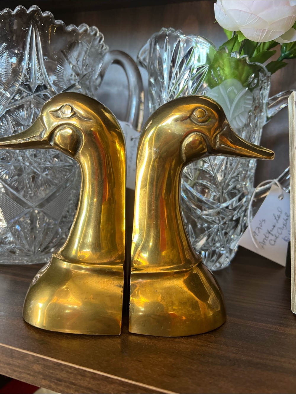 Brass Duck Head Bookends - Gold Decorative Home Accent